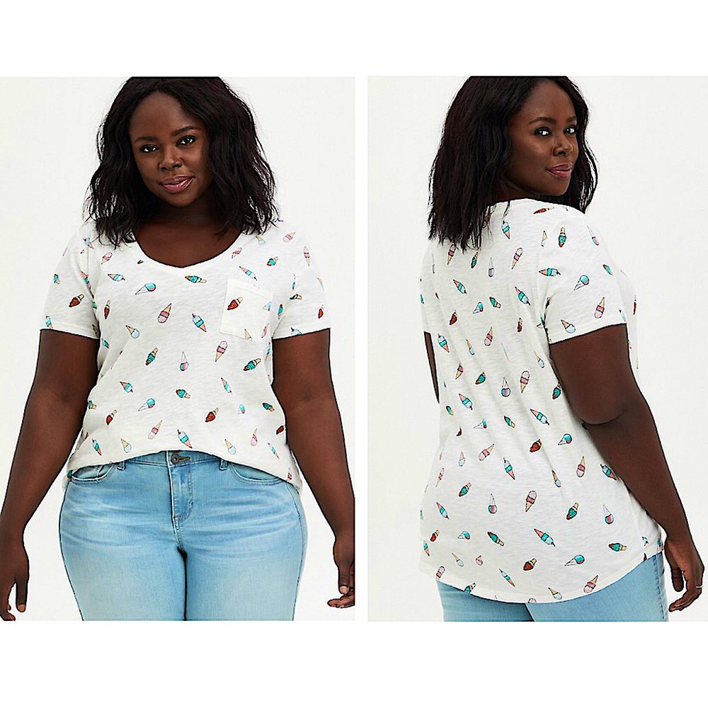 TORRID Pocket Tee-Heritage Slub White Ice Cream 2X